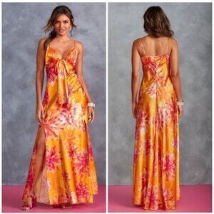 Boston Proper La Dolce Vita Floral Charmeuse Maxi Dress.  Size 4.